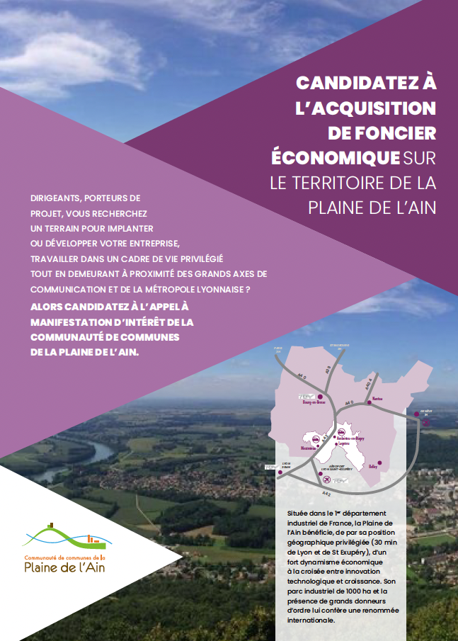 AMI - Acquérir du foncier économique dans la Plaine de l'Ain